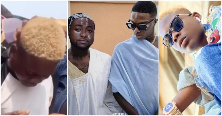 Tears of joy as Davido gifts boy who edited viral photo of him and Wizkid with N1 million